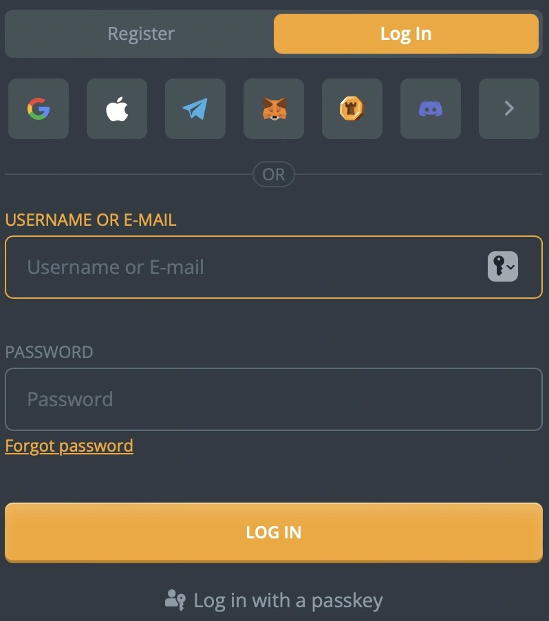 registration and login at eth casino