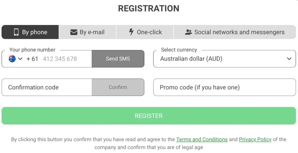 888Starz Registration Form