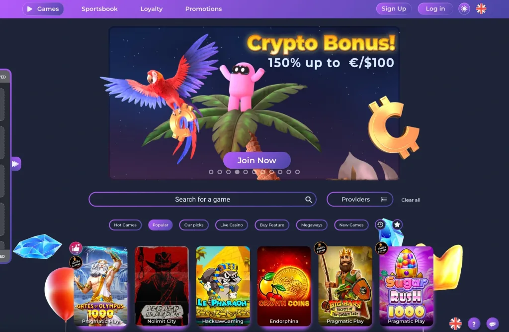 Bet it All Casino Main page